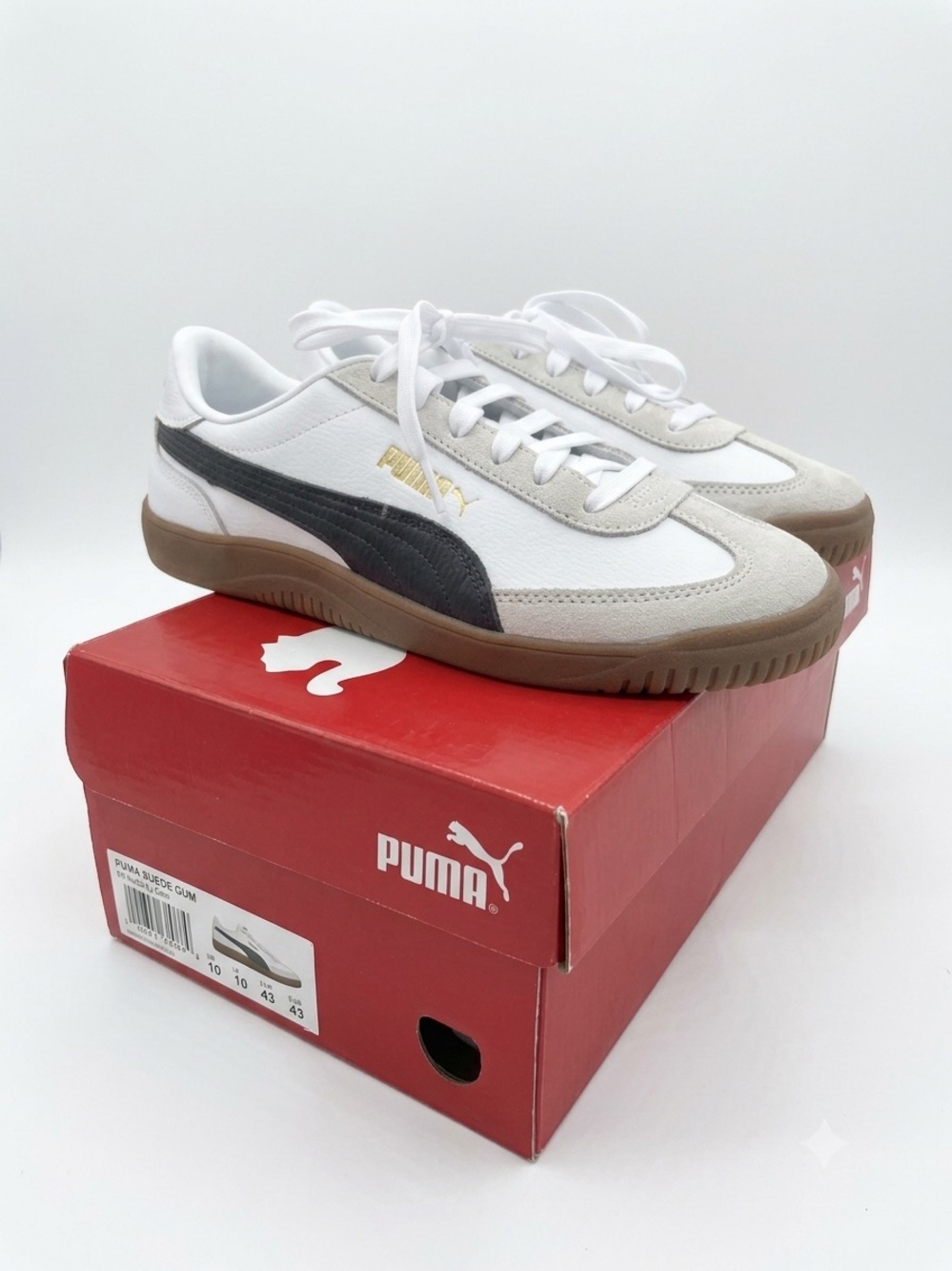 Puma White CLUB Suede-Trim Sneakers